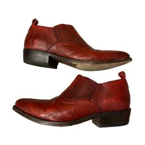 Frye women Billy Shootie Western Ankle Boots Almond Toe Leather Maroon Size 9.5